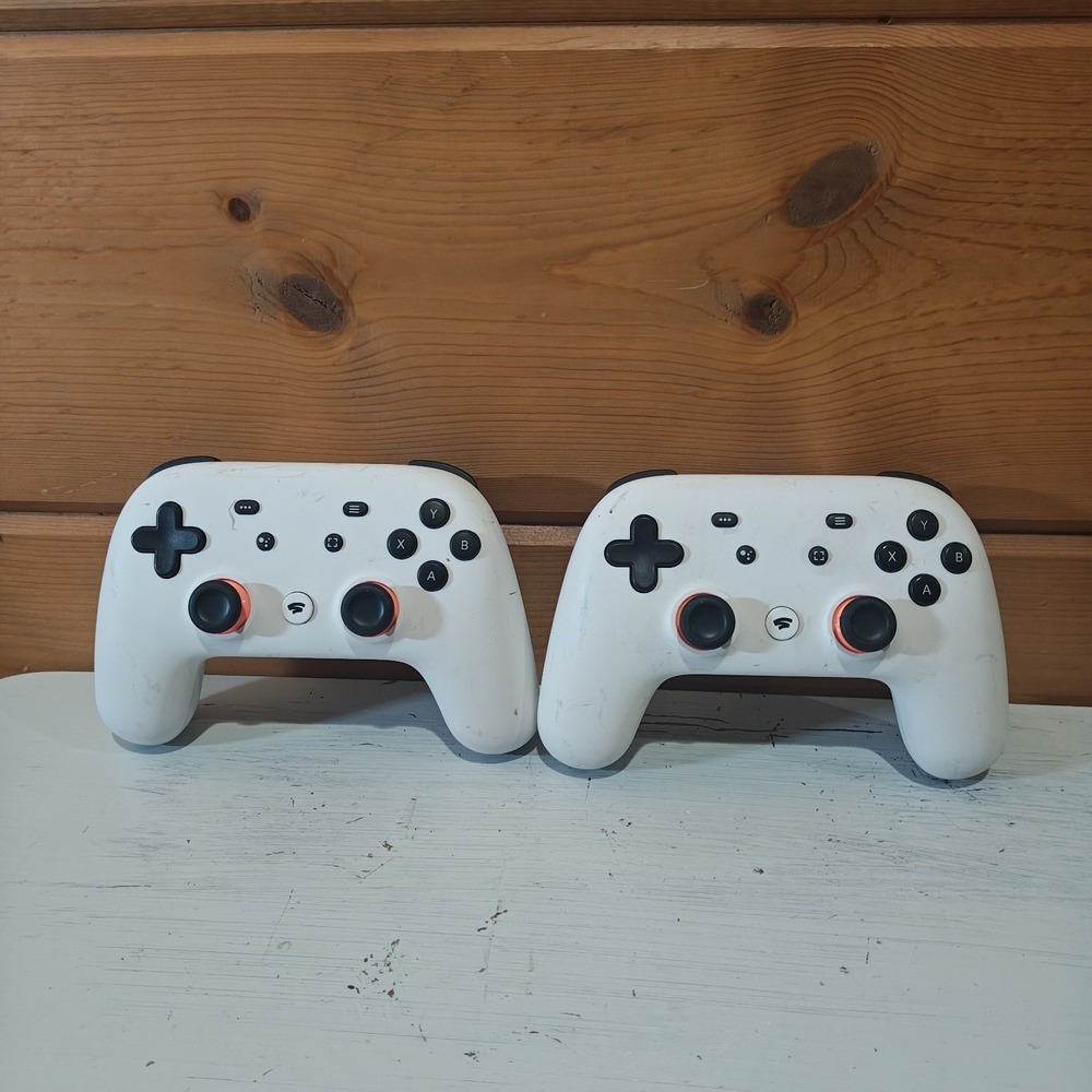 2x Google Stadia H2B White & Green Wired, Wireless Premiere Edition Controllers